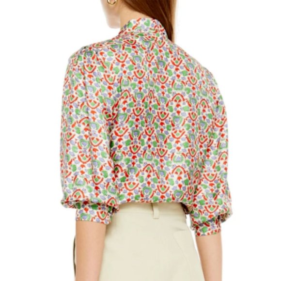 BNWT Tory Burch Runway Printed Bow Blouse in Legacy Paisley size 4 - Picture 3 of 5